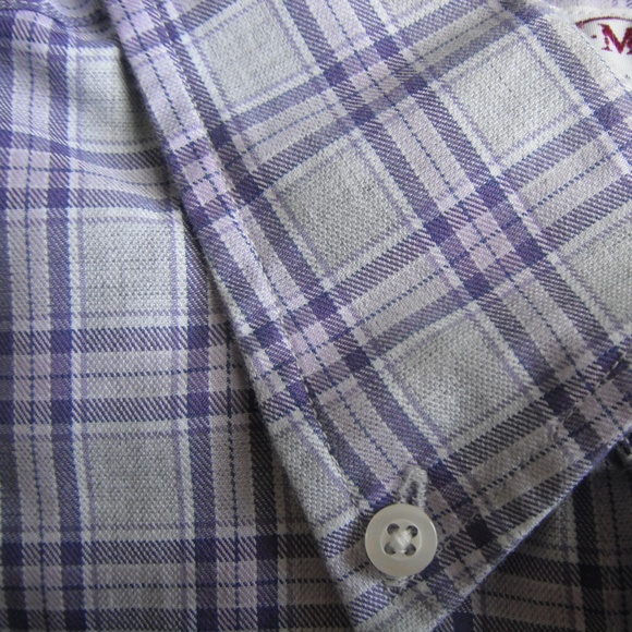 T.M.Lewin Purple with Gray Twill Plaid Long Sleeve - Picture 7 of 8